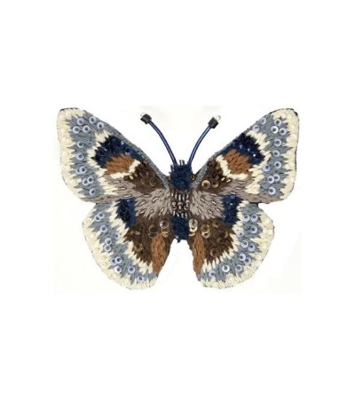 Ručně vyšívaná brož - SOUMRAČNÍK JAHODNÍKOVÝ