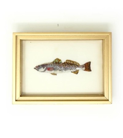 Ručně vyšívaný obraz – PSTRUH SKVRNITÝ