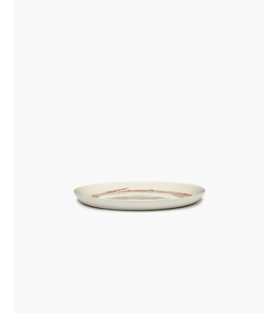 Dezertní talíř bílý - červené pruhy Feast - Ottolenghi