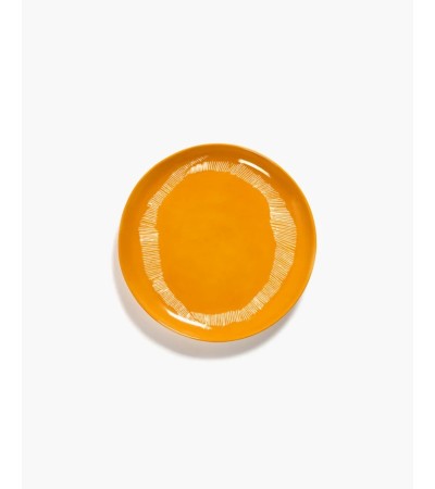 Dezertní talíř žlutý - bílé pruhy Feast - Ottolenghi