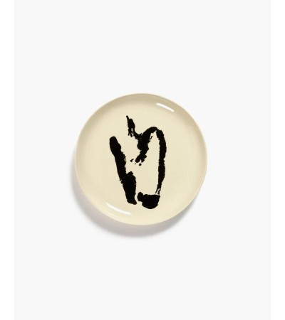 Dezertní talíř bílý - černý potisk Feast - Ottolenghi