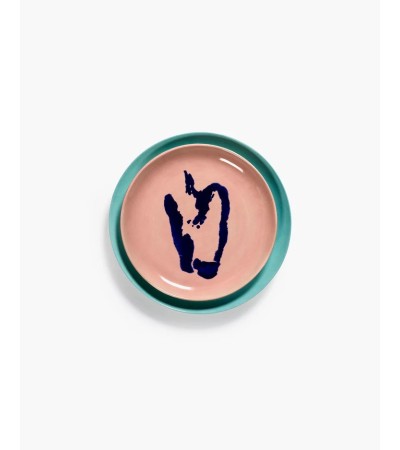 Dezertní talíř růžový - modrý potisk Feast - Ottolenghi