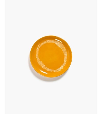 Dezertní talíř žlutý - bílé pruhy Feast - Ottolenghi