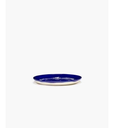 Dezertní talíř tmevě modrý - bélé tečky Feast - Ottolenghi