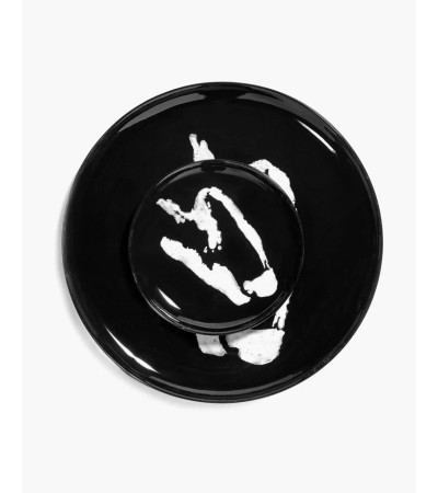 Dezertní talíř černý - bílý potisk Feast - Ottolenghi