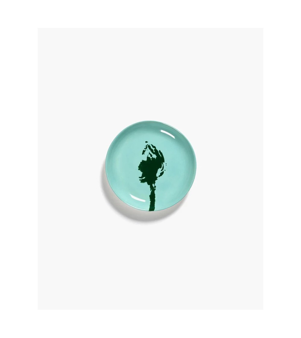 Dezertní talíř azurový - černý potisk Feast - Ottolenghi