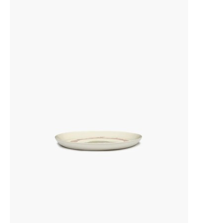 Dezertní talíř bílý - červené pruhy Feast - Ottolenghi