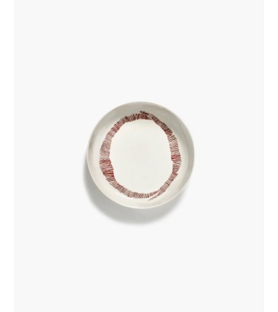 Hluboký talíř bílý - červené pruhy Feast - Ottolenghi