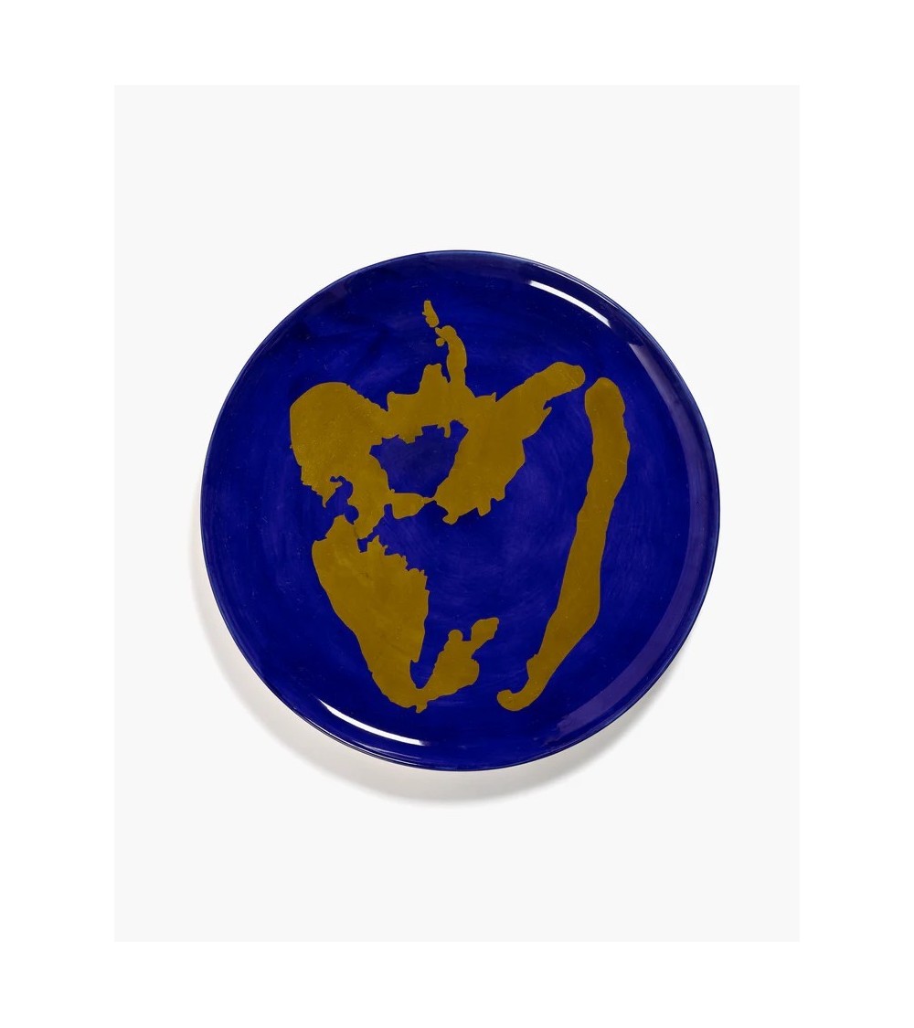 Servírovací talíř modrý - zlatý potisk Feast - Ottolenghi