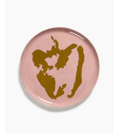 Servírovací talíř růžový - zlatý potisk Feast - Ottolenghi