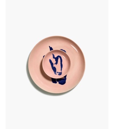 Mělká miska S růžová - modrý potisk Feast - Ottolenghi