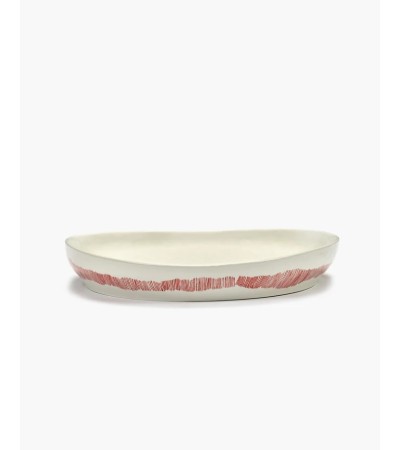 Servírovací talíř M bílý - červené pruhy Feast - Ottolenghi