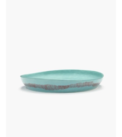 Servírovací talíř M azurová - červené pruhy Feast - Ottolenghi