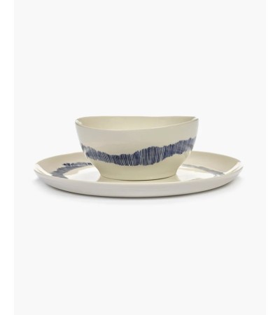 Miska S bílá - modré pruhy Feast - Ottolenghi