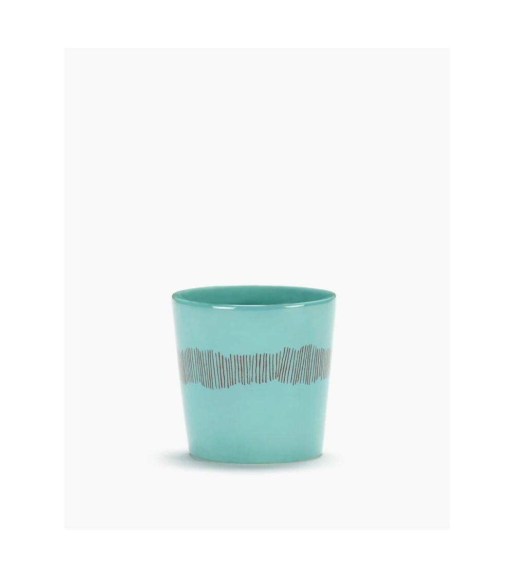 Hrníček na kávu 25cl azurový - červené pruhy Feast - Ottolenghi