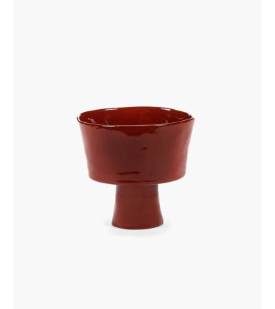 Vysoká miska rovná na podstavci červená La Mère - Marie Michielssen