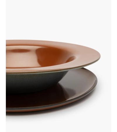 Talíř na těstoviny L hnědý/šedomodrý Terres de rêves - Anita Le Grelle