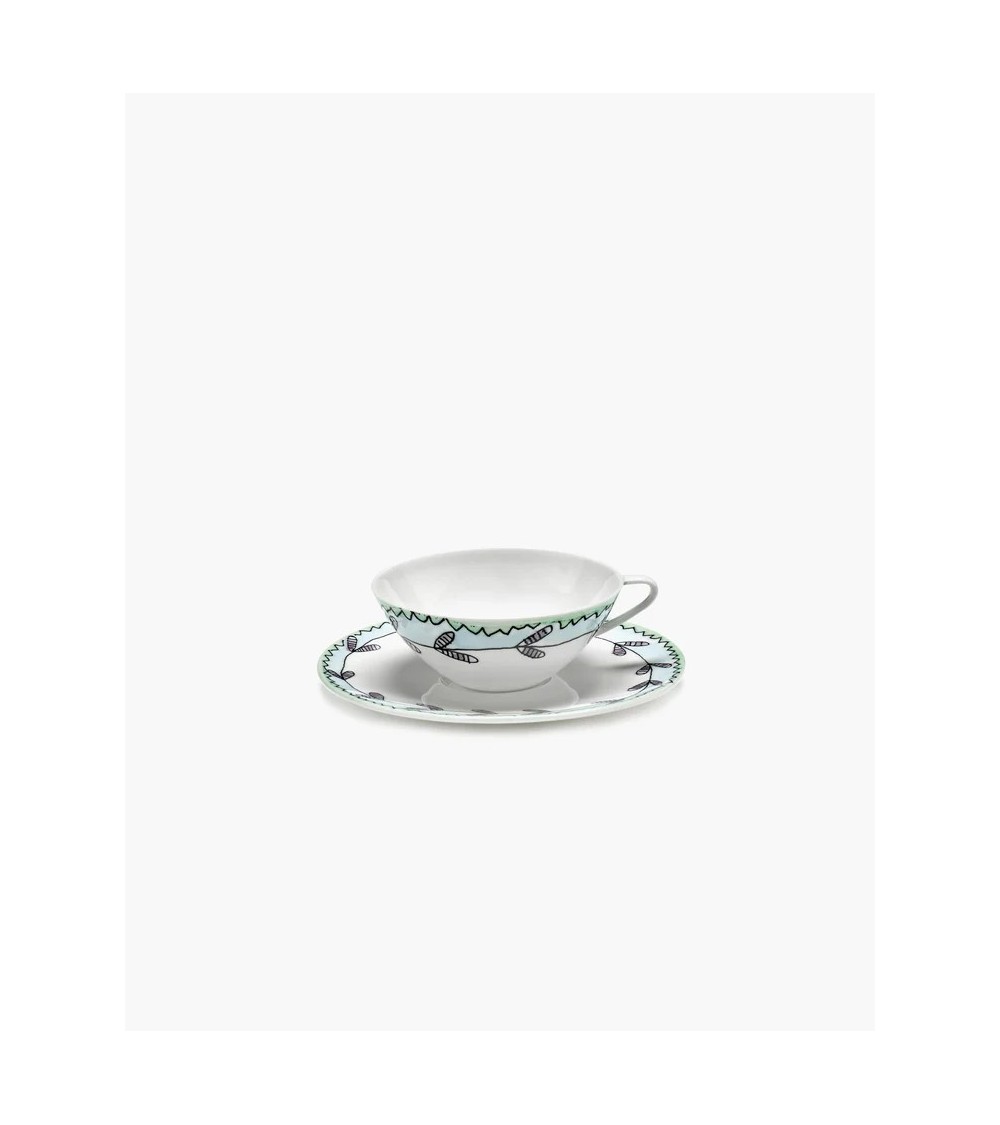 Hrníček na kávu nízký s podšálkem Blossom milk Midnight Flowers - Marni