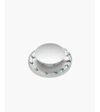 Hrníček na kávu nízký s podšálkem Blossom milk Midnight Flowers - Marni