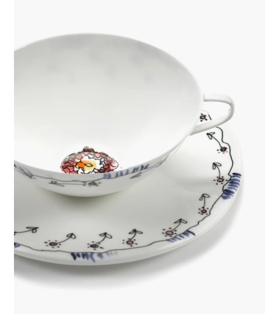 Hrníček na čaj s podšálkem Anemone milk Midnight Flowers - Marni