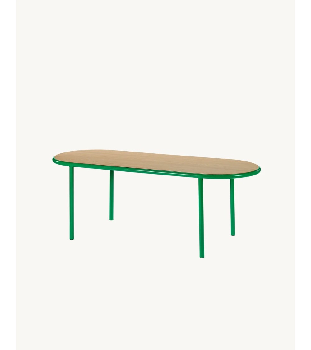 Dřevěný oválný stůl zelený - valerie_objects