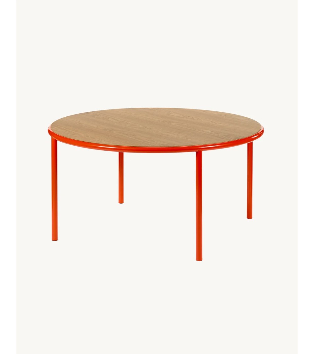 Dřevěný kulatý stůl L červený - valerie_objects