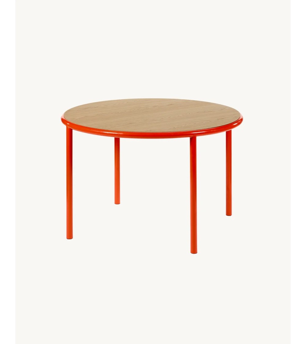 Dřevěný kulatý stůl M červený - valerie_objects