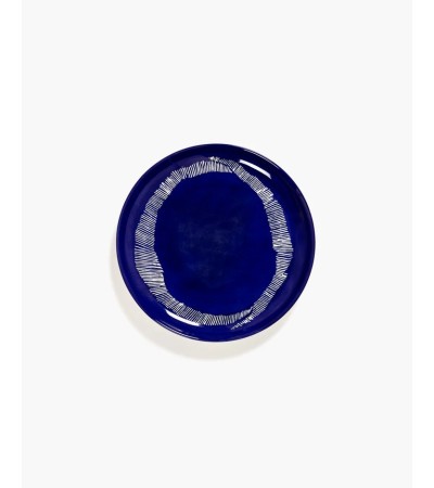 Dezertní talíř tmavě modrý - bílé pruhy Feast - Ottolenghi