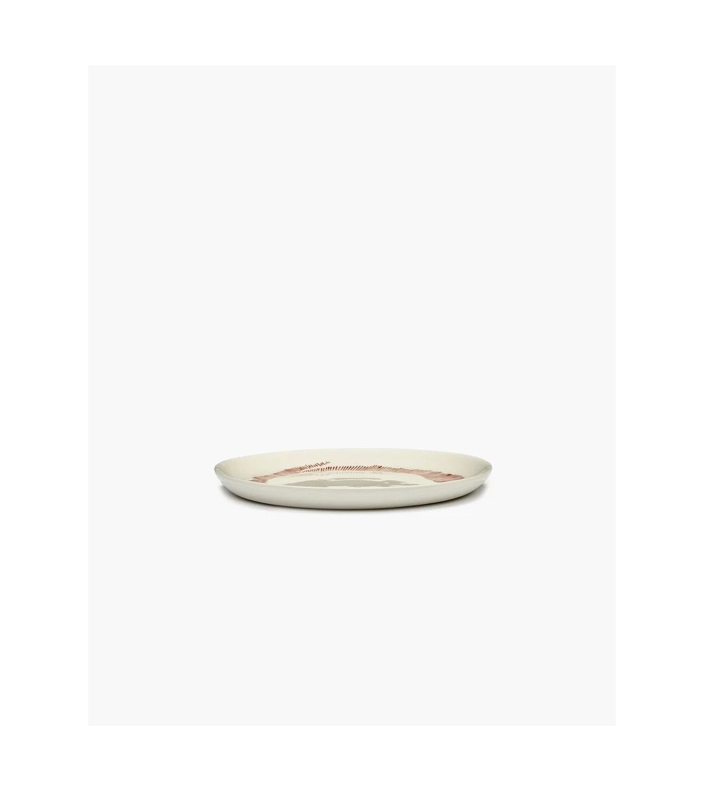 Dezertní talíř bílý - červené pruhy Feast - Ottolenghi