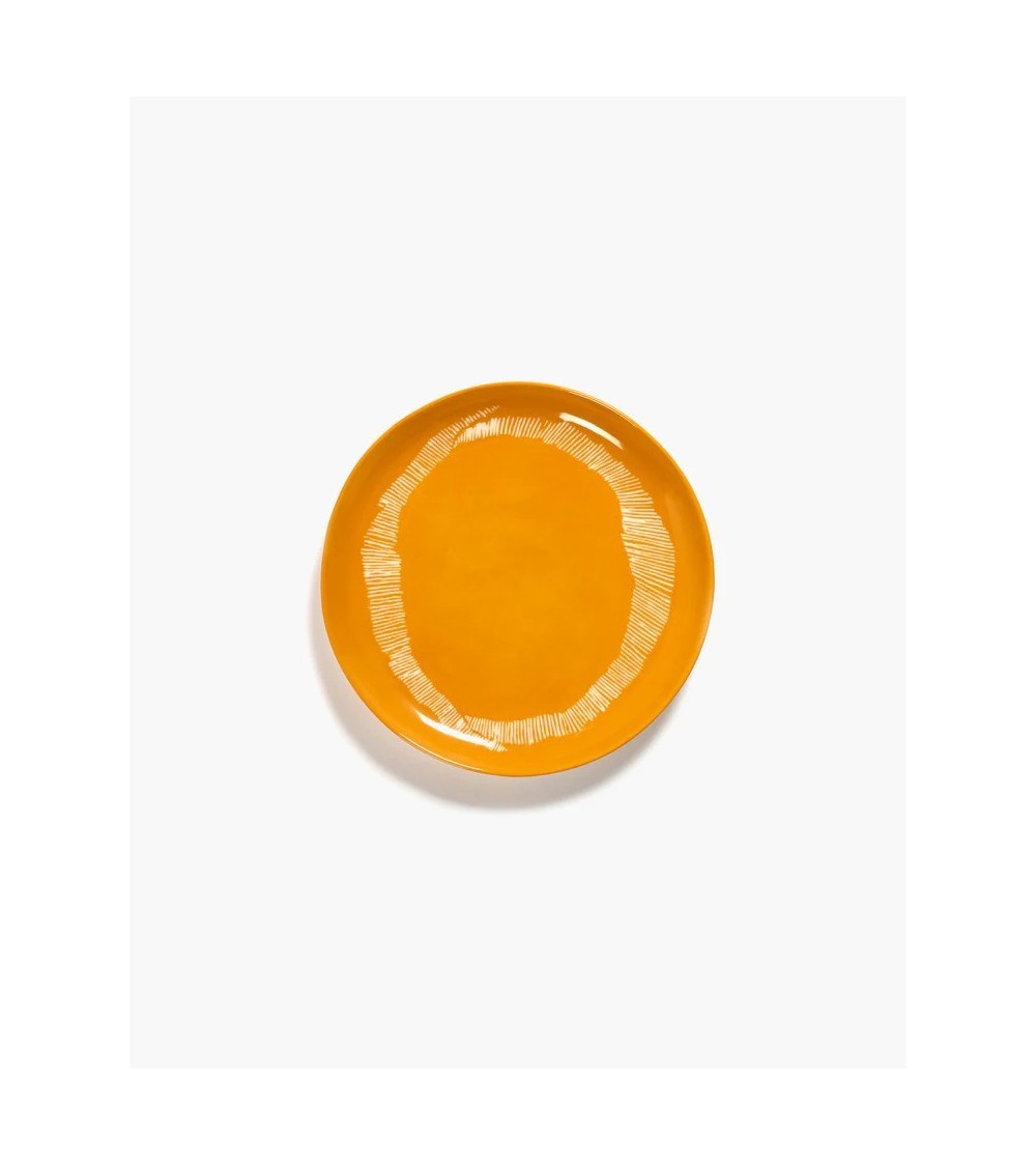 Dezertní talíř žlutý - bílé pruhy Feast - Ottolenghi