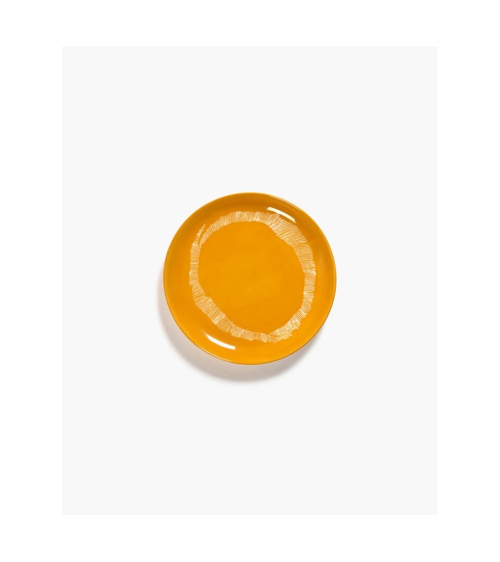 Dezertní talíř žlutý - bílé pruhy Feast - Ottolenghi