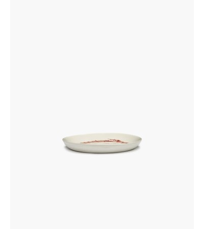 Dezertní talíř bílý - červené pruhy Feast - Ottolenghi