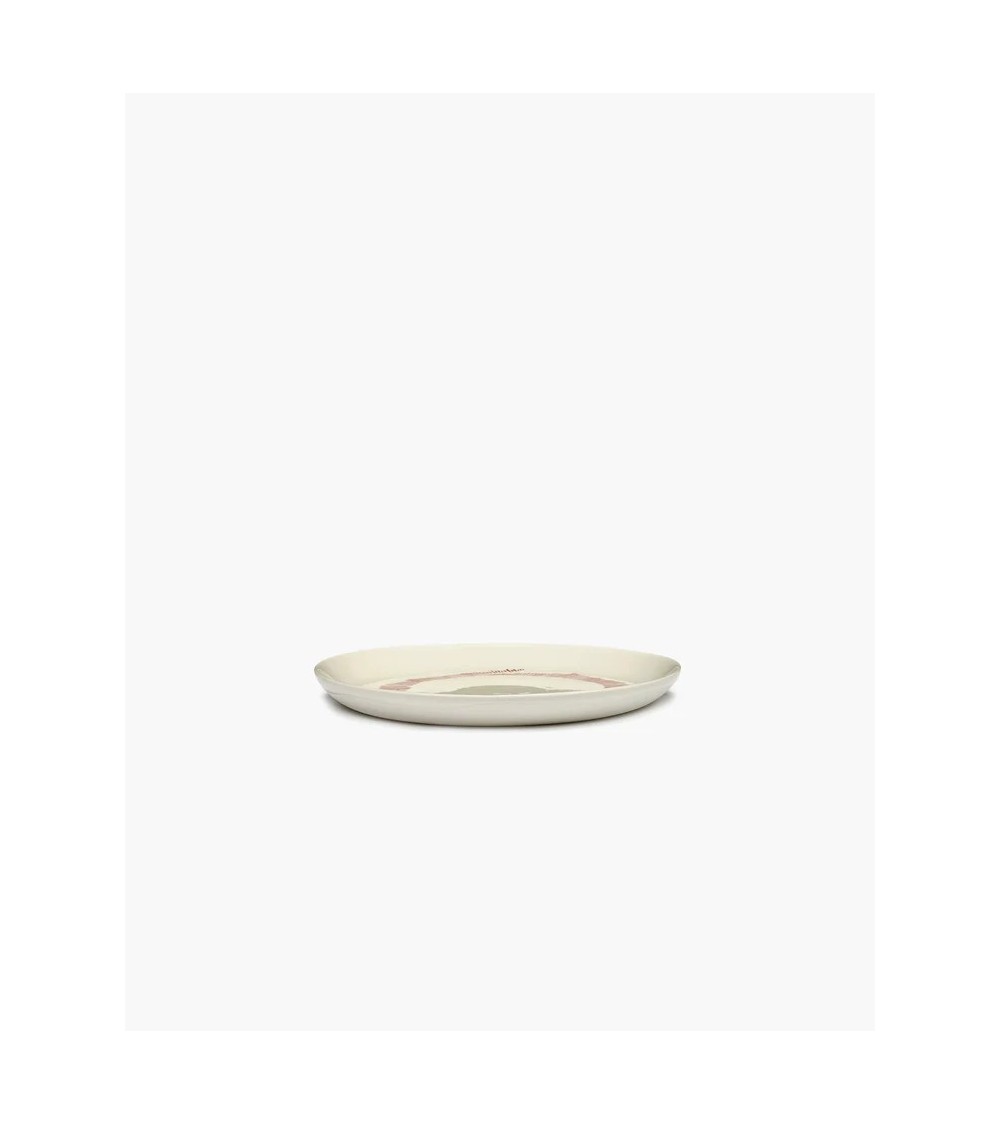 Dezertní talíř bílý - červené pruhy Feast - Ottolenghi