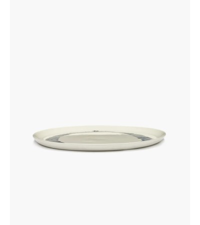 Servírovací talíř bílý - modré pruhy Feast - Ottolenghi