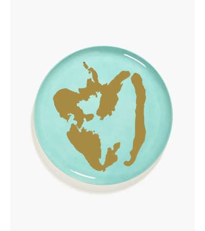 Servírovací talíř azurový - zlatý potisk Feast - Ottolenghi