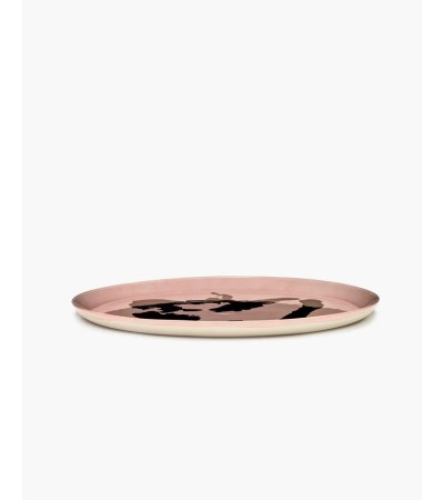 Servírovací talíř růžový - zlatý potisk Feast - Ottolenghi