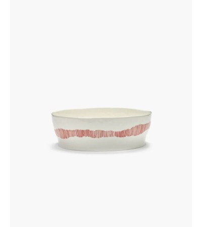 Salátová mísa bílá - červené pruhy Feast - Ottolenghi