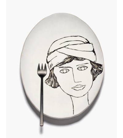 Oválný talíř bílý/černý La Mère - Marie Michielssen