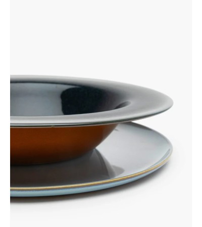 Talíř na těstoviny L tmavě modrý/hnědý Terres de rêves - Anita Le Grelle