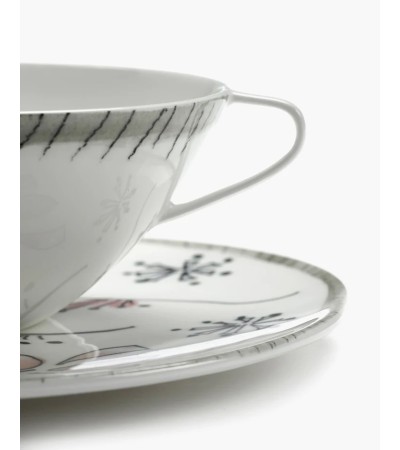 Miska na polévku s podšálkem Fiore rosa Midnight Flowers - Marni