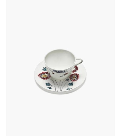 Hrníček na kávu vysoký s podšálkem Anemone milk Midnight Flowers - Marni