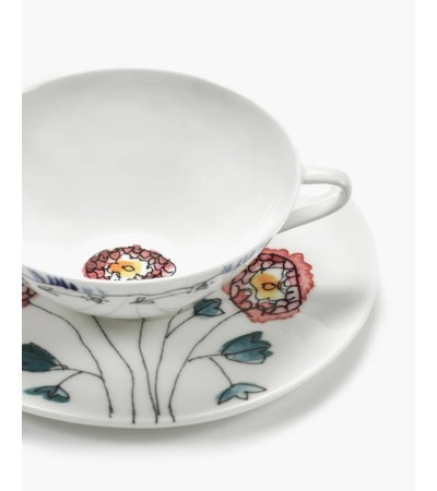 Hrníček na kávu nízký s podšálkem Anemone milk Midnight Flowers - Marni