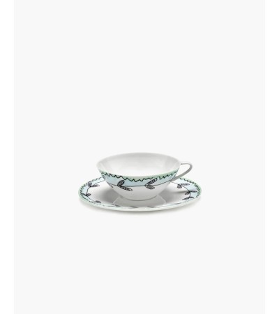 Hrníček na kávu nízký s podšálkem Blossom milk Midnight Flowers - Marni