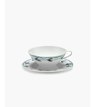 Hrníček na čaj s podšálkem Blossom milk Midnight Flowers - Marni