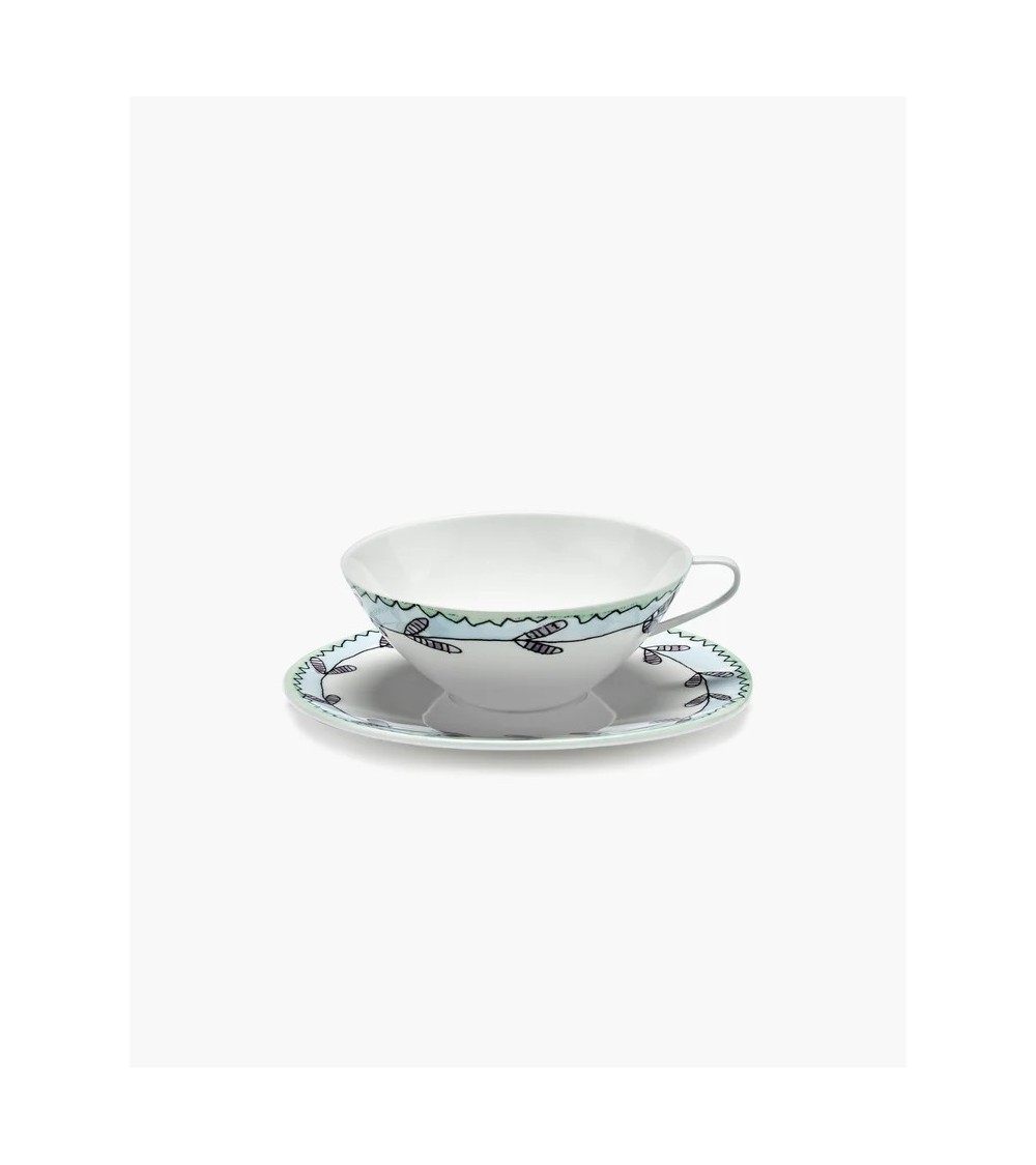 Hrníček na čaj s podšálkem Blossom milk Midnight Flowers - Marni